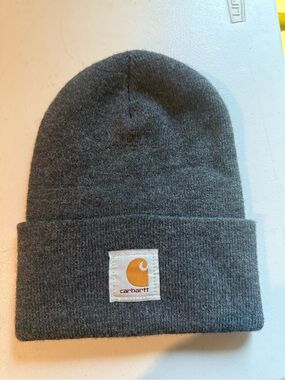 Carhartt Gray Beanie with Gold Logo Patch